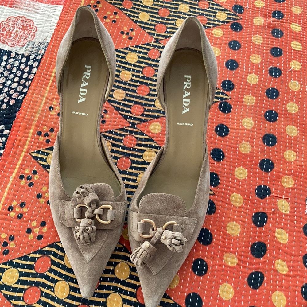 Prada suede sporty  kitten heels